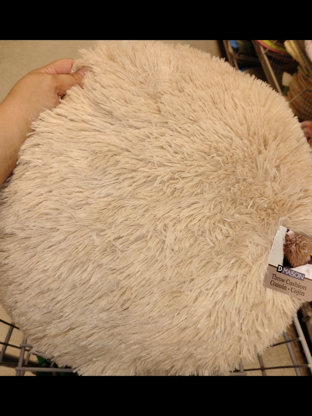 Round Plush Throw Cushion - Beige
